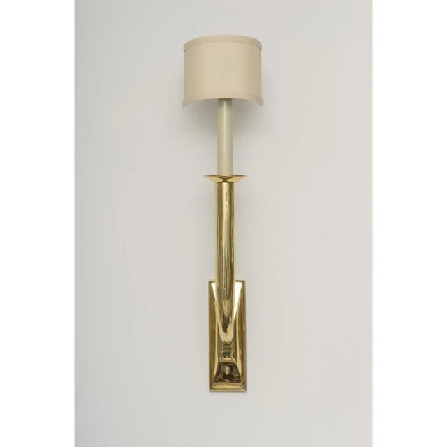 Art Deco Jules Leleu Style Brass Sconces - a Pair For Sale - Image 3 of 13
