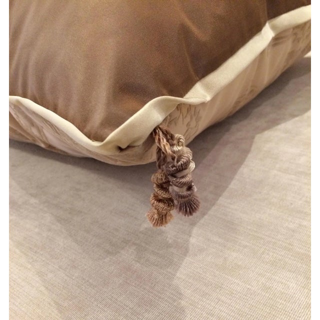 Textile Contemporary Cream Flocked Pillows - a Pair For Sale - Image 7 of 10