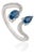 14k Gold Pear & Oval Cut Blue Sapphire & Diamond Bypass Toi Et Moi Ring Size 6.5 For Sale