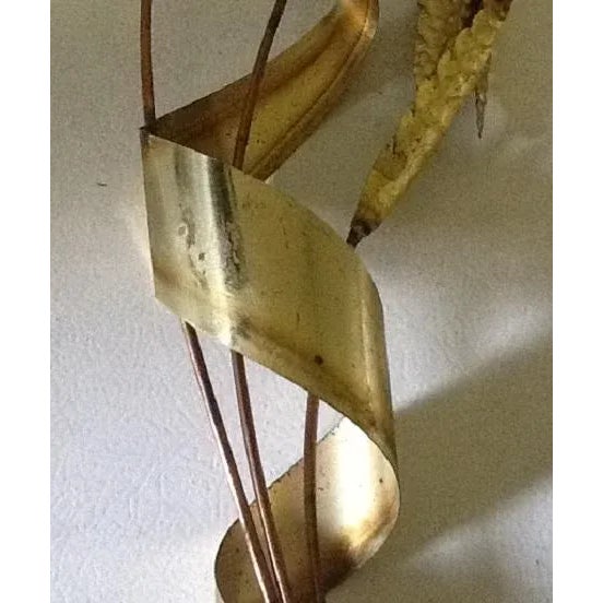 Pair of 70's Brass Wheat Grass Wall Hangings For Sale - Image 6 of 6