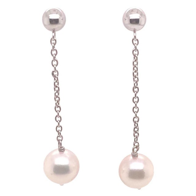 Akoya Pearl Earrings 14 Karat White Gold Certified For Sale In New York - Image 6 of 9