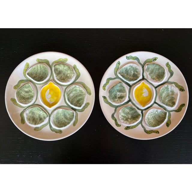 Belon Oyster Plates from Pornic Pottery MBFA, 1950s, Set of 10 For Sale - Image 9 of 12