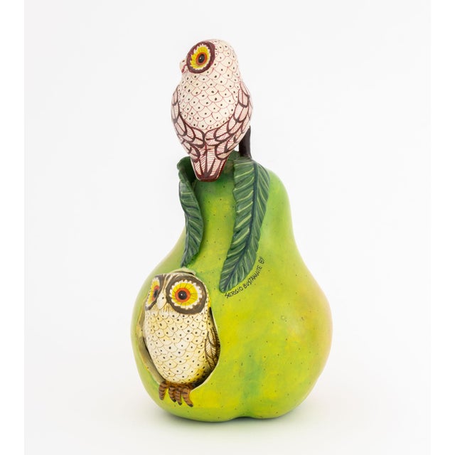 Sergio Bustamante Sergio Bustamante Owls in a Pear Sculpture, 1984 For Sale - Image 4 of 9