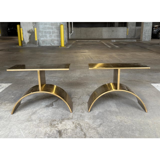 Vintage Post Modern Cb2 Side Tables by Kaiser Newman A Pair sold as found in good overall condition with minor scratces to...