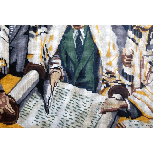 Reading the Torah Unknown Artist Needlepoint Size: 18.75 x 13.5 in. (47.63 x 34.29 cm) Frame Size: 25 x 19.75 inches