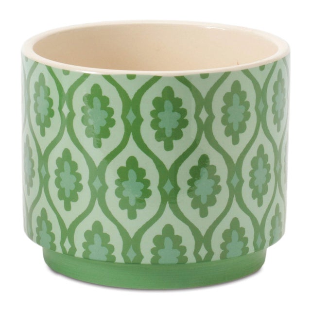 Kenneth Ludwig Chicago Geometric Patterned Dolomite Planter (Set of 2) For Sale - Image 4 of 5