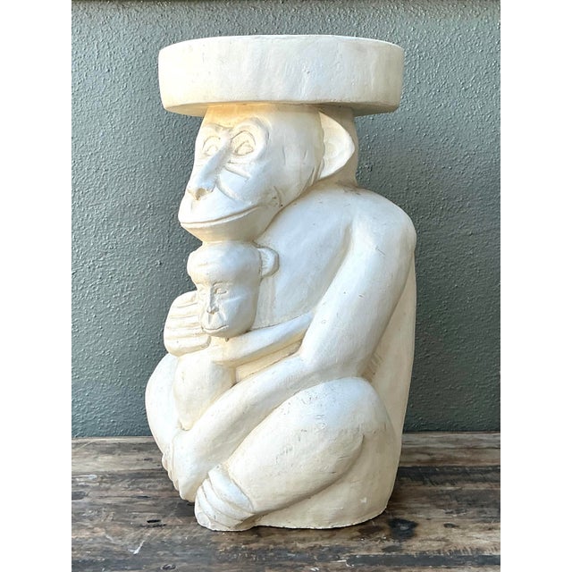 Vintage Plaster Monkey Low Stool For Sale - Image 11 of 12