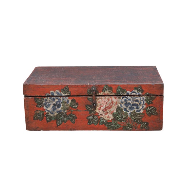 Chinese Antique Chinese Painted Chest For Sale - Image 3 of 5