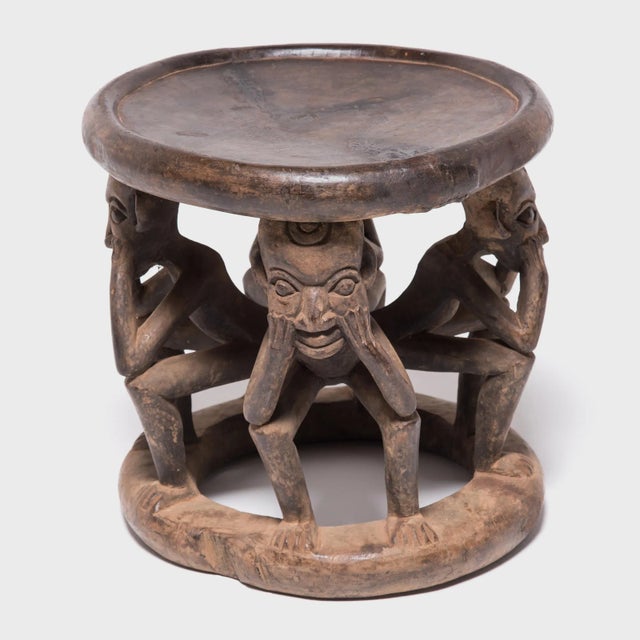 Bamileke Figurative Wooden Stool, C. 1900 For Sale - Image 4 of 7