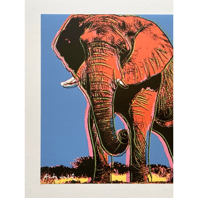 1980s Andy Warhol Vintage 1986 Limited Edition Endangered Species Large Fine Art Lithograph Print " African Elephant " 1983 For Sale - Image 5 of 14