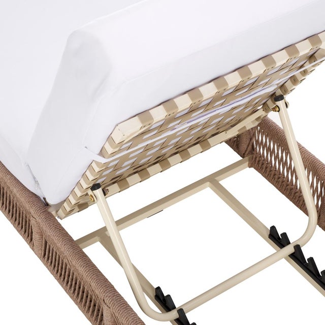 Metal Gillian Chaise Lounge, Natural/White For Sale - Image 7 of 12