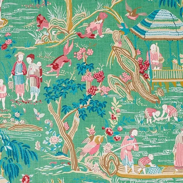 Schumacher Sample - Schumacher Yangtze River Fabric in Jade For Sale - Image 4 of 4