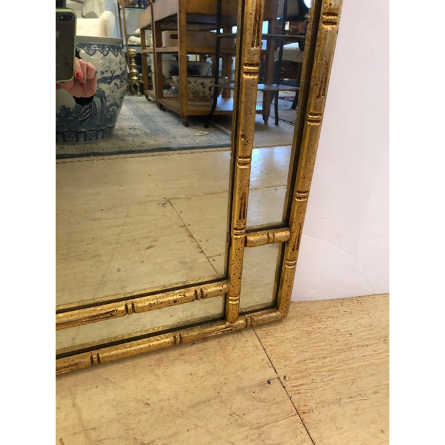 1960s 1960s Giltwood Greek Key Faux Bamboo Wall Mirror For Sale - Image 5 of 8