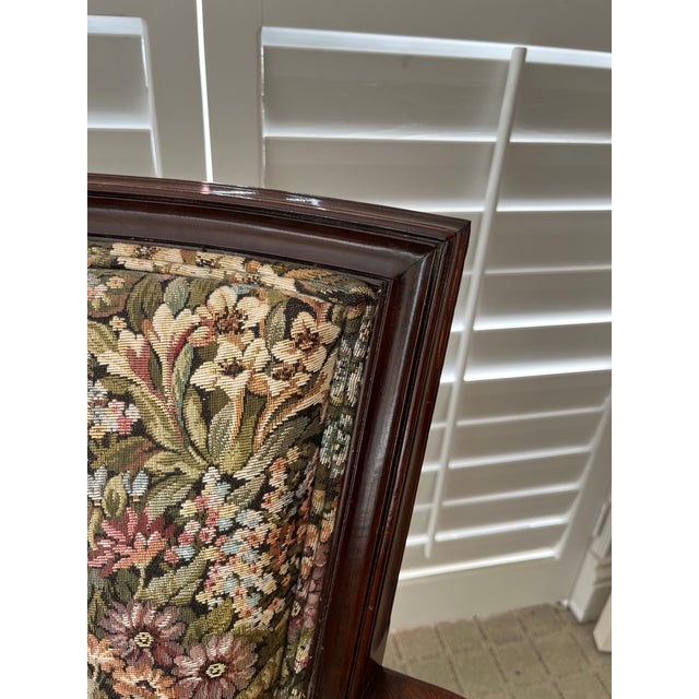 1970s French 18th Century Floral Pattern Mahogany Bergere Armchair Chair For Sale - Image 9 of 12