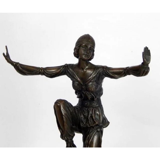 Art Deco 1920s Signed P.Laurel, Bronze Statue Art Deco Dancer Sculpture For Sale - Image 3 of 5