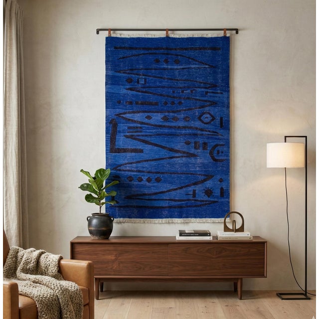 Contemporary Paul Klee - Heroic Strokes of the Bow - Inspired Silk Hand Woven Area Rug - Wall Rug 4′3″ × 6′1″ For Sale - Image 3 of 17