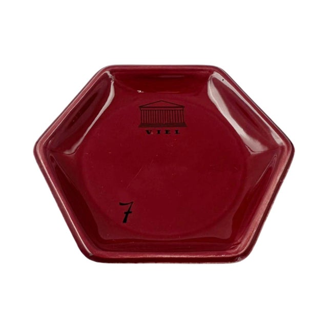 Vintage Viel Maroon Red Ceramic French Ashtray For Sale In Washington DC - Image 6 of 9