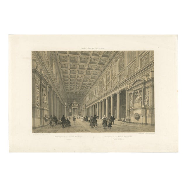 After Bayot, Basilica of Santa Maria Maggiore Interior, Lithograph, 1869 For Sale