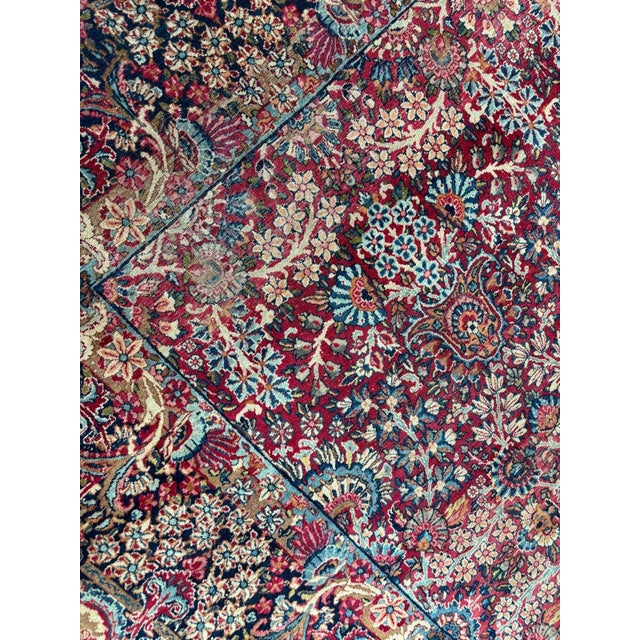 Wool pile genuine hand made antique Persian Lavar Kerman -Thin pile.
