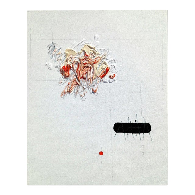 # 'Flower' #3 - High-End Framed Cy Twombly Style Minimalist Botanic Oil on Canvas For Sale