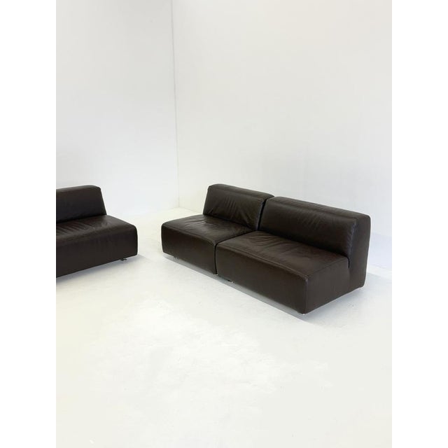 Vintage Space Age Leather Modular Sofa in Dark Brown, 1980s, Set of 3 For Sale - Image 6 of 11