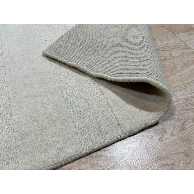 8x10 Yara Alluring Ligth Gray Stripe Geometric Modern Handmade Wool Carpet Rug For Sale - Image 4 of 8