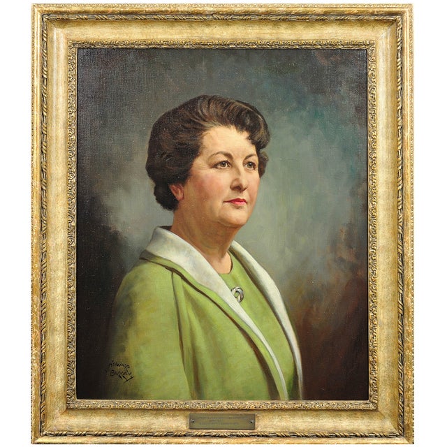 Howard Barron, Katherine Merry Nee Horstmann, Director of Horstmann Gear Company, 1946, Oil on Canvas For Sale