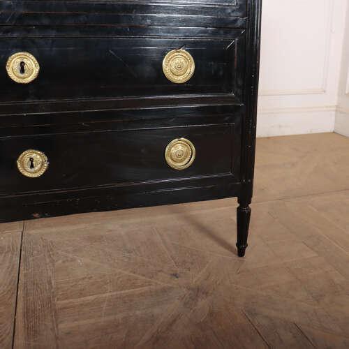 French Ebonized Commode with Marble For Sale - Image 5 of 10