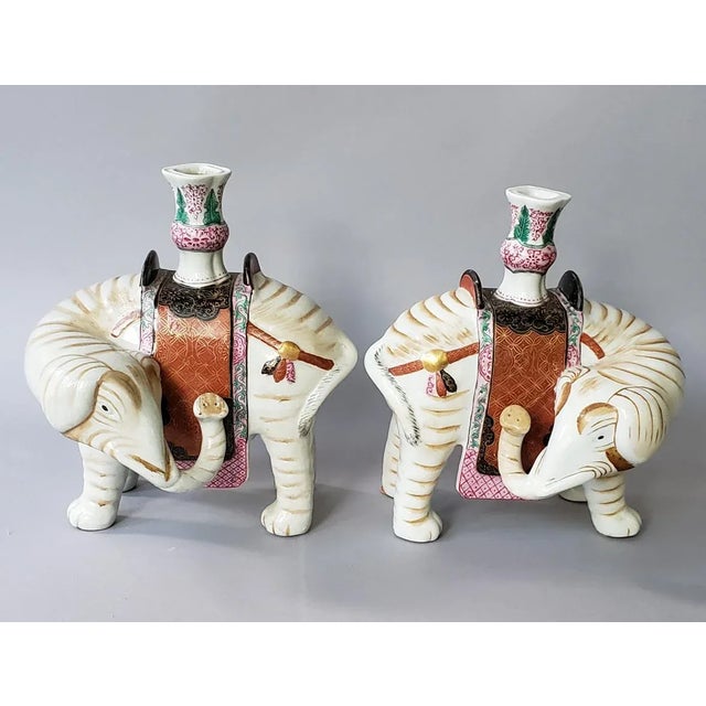 White 1970s Porcelain Mottahedeh Winterthur Elephant Candle Holders - a Pair For Sale - Image 8 of 8