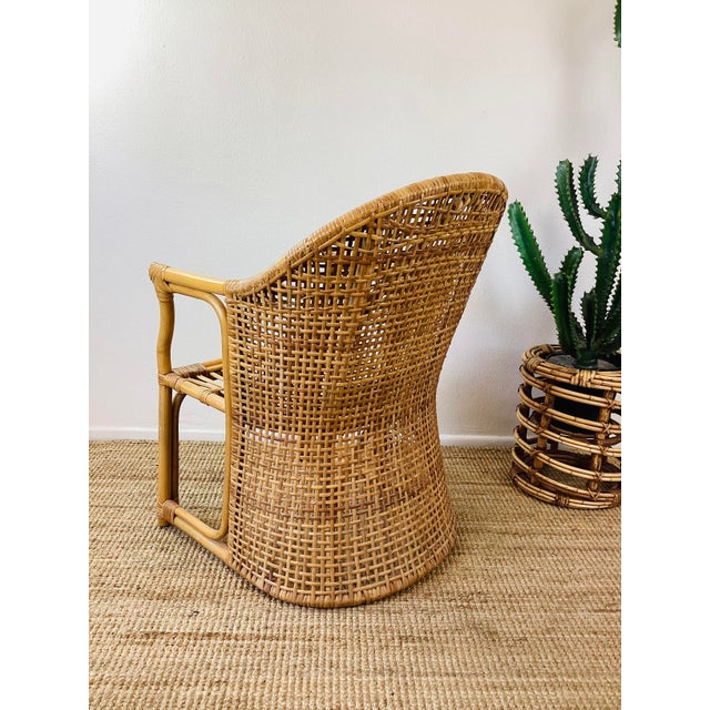 Vintage 1960s Rattan Woven Back Desk Chair For Sale - Image 11 of 11