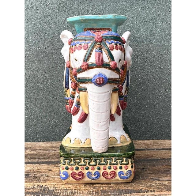 Ivory Vintage Ceramic Elephant Low Stool For Sale - Image 8 of 12