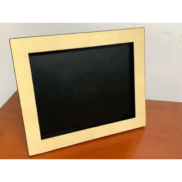 Late 20th Century French Modern Shagreen & Calfskin Leather Frame, Blanc For Sale - Image 4 of 7