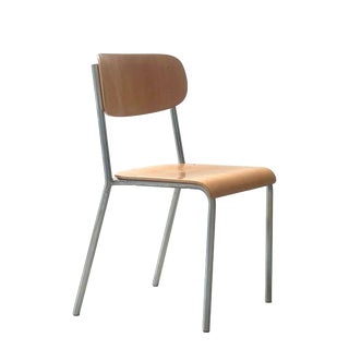 Vintage Stacking Chair in Plywood and Tubular Steel, 1970s For Sale