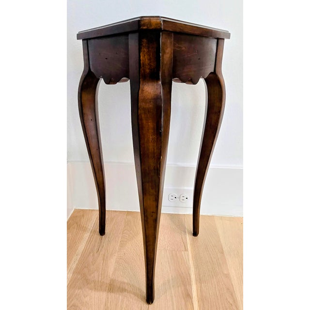 French Country Ethan Allen Country French Walnut Triangle Corner Accent Table For Sale - Image 3 of 10