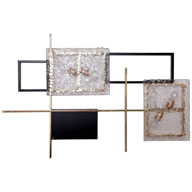 Large Brass and Murano Glass Wall Lamp or Sconce Sculpture, 1970s For Sale - Image 6 of 6