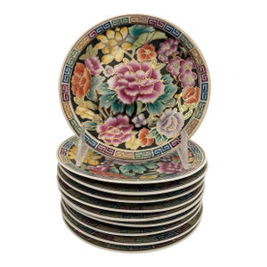 Zhongguo Chao Cai Chinese Mille Fleur Handpainted Bread or Snack Plates. Set of 10. 6”