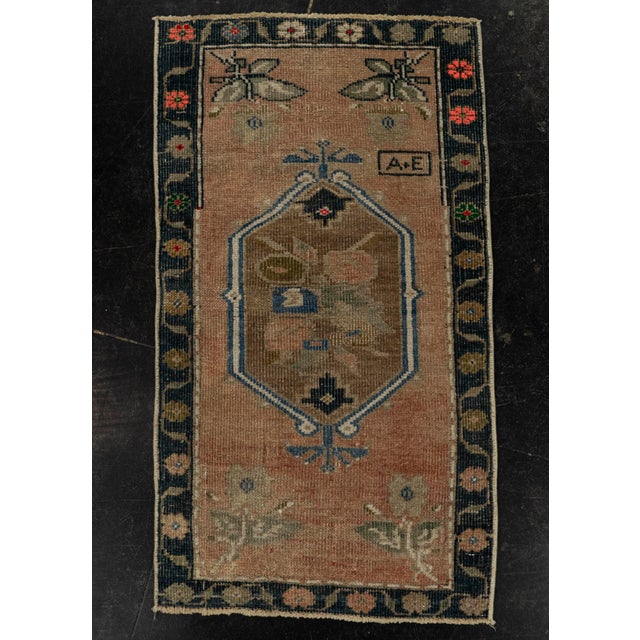 Pink Turkish Mini Rug Oriental Hand Knotted Vintage Rug 1'6" x 2'7" #21218 For Sale - Image 8 of 8