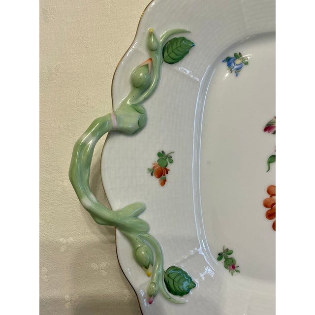 Herend Herend Printemps Square Cake Plate With Handles For Sale - Image 4 of 9