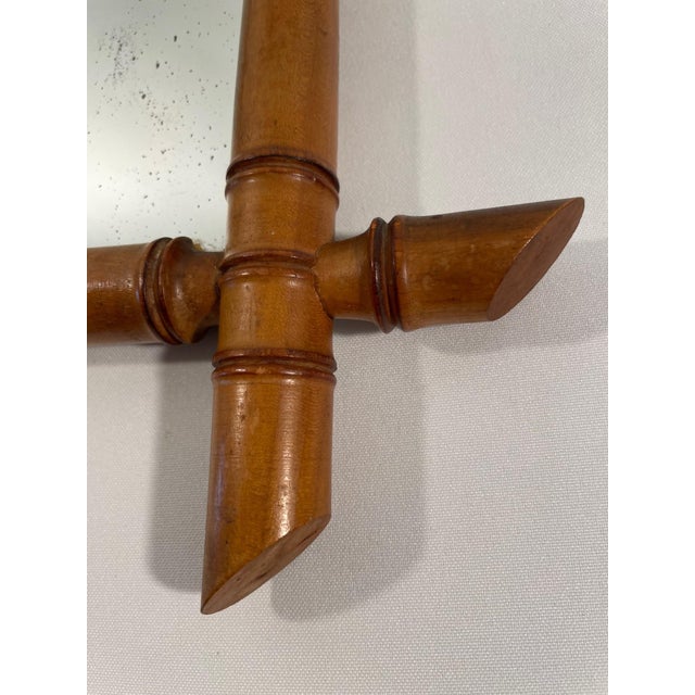 Early 1900s French Faux Bamboo Turned Wood Accent Mirror For Sale - Image 11 of 17
