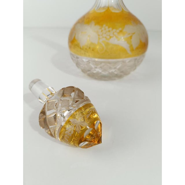 Glass Vintage Spirit Decanter Bottle in Colored Cut Crystal and Embossed Silver, 1930s For Sale - Image 7 of 18