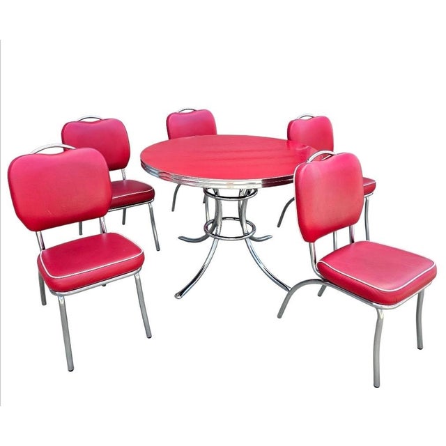 Vintage Table and Chairs Dining Set by Acme For Sale In Los Angeles - Image 6 of 18