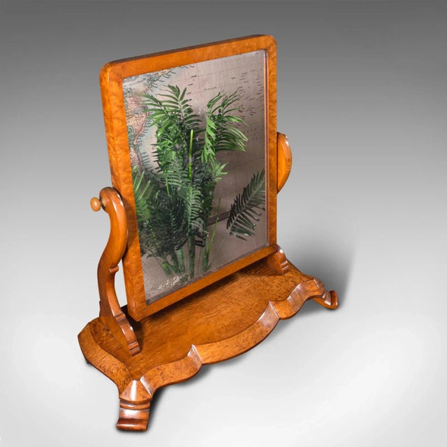 1850s Antique Victorian English Satinwood Dressing Table Mirror For Sale - Image 6 of 11