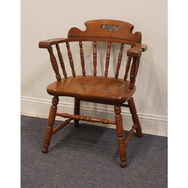Tell City Solid Hard Rock Maple Colonial Pub Style Dining Arm Chair For Sale - Image 4 of 8