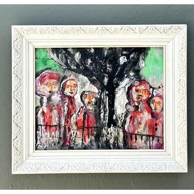 Vintage Original Abstract Figurative Oil on Canvas For Sale - Image 9 of 12