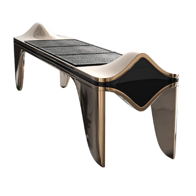 Bronze "Passione" Bench With Bronze and Exclusive Woven Leather, Handcrafted For Sale - Image 8 of 8