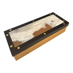 Arcahorn Oil Rubbed Bronze and Brass Oak Box With Lid, Made in Italy