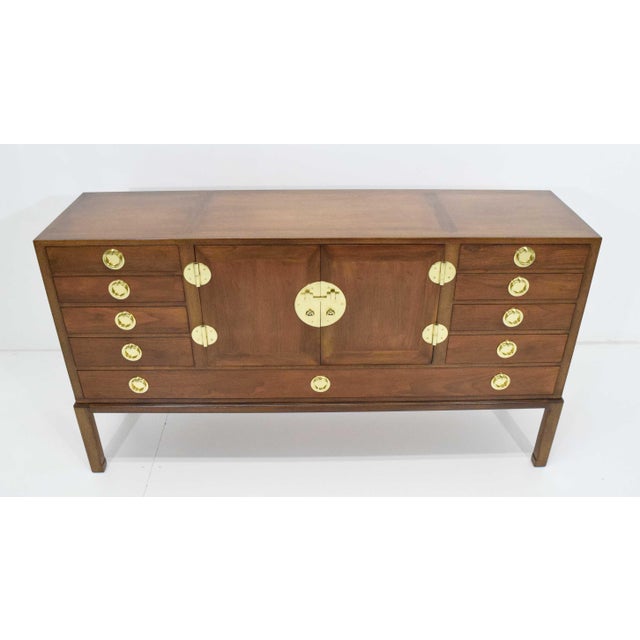 Dunbar Furniture 1950s Edward Wormley for Dunbar Cabinet with Brass Hardware For Sale - Image 4 of 14