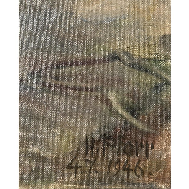Heinrich Pforr, Summer Idyll Barefoot Child Garden Steinweg, 1946, Oil Painting on Canvas For Sale - Image 9 of 11