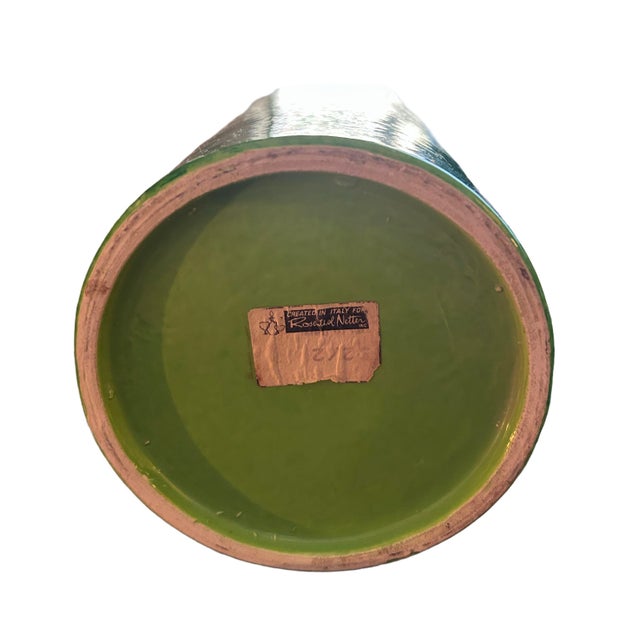 1960s Green Fascie Colorate Bitossi Single Cigarette Ashtray and Cylinder Vase For Sale - Image 5 of 5
