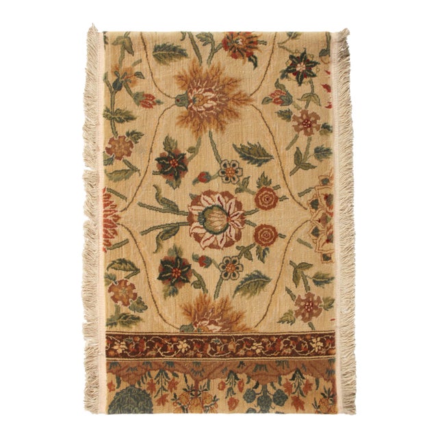 Rug & Kilim's Art Deco Rug in Beige With Polychromatic Floral Design For Sale